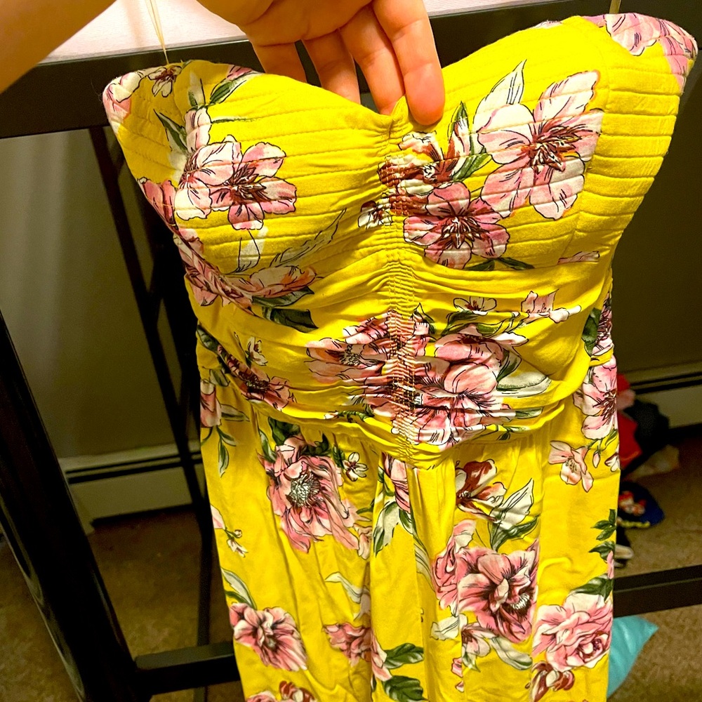 Tube top dressy floral jumpsuit